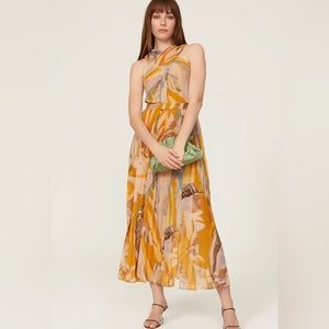 Ted Baker Midi front cross yellow floral dress!